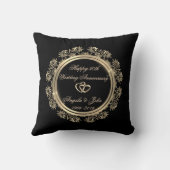 Gold Hearts, Swirls 50th Wedding Jubileum Kussen (Achterkant)