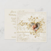  Gold Hearts Swirls Foto 50th Wedding Kaart (Voorkant / Achterkant)