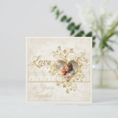  Gold Hearts Swirls Foto 50th Wedding Kaart (Staand voorkant)