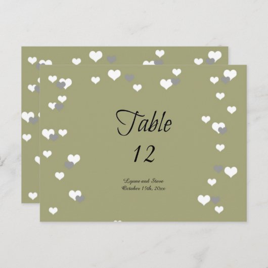 Gold Hearts Table Seating Kaart (Voorkant / Achterkant)