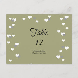 Gold Hearts Table Seating Kaart