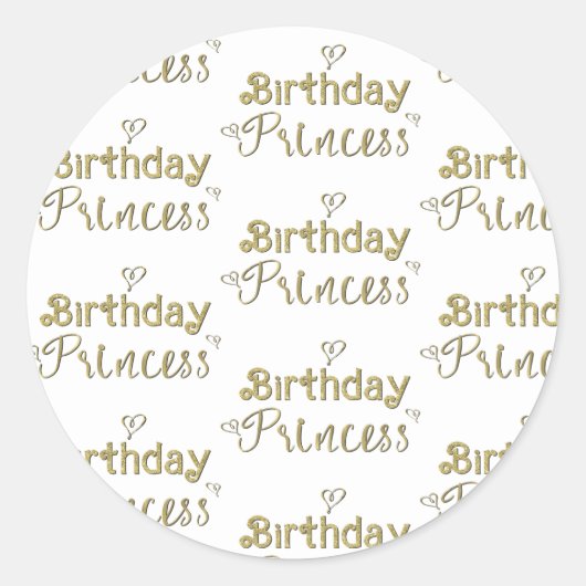 Gold Hearts Verjaardag Prinses Party Ronde Sticker (Voorkant)