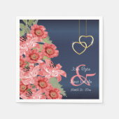 Gold Hearts voor Coral & Navy Servet (Voorkant)