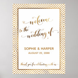 Gold Hearts Welkom bij huwelijkstypografie Poster