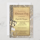 Gold Heels, glas, ballon, marmer Retirement Party Kaart (Voorkant)