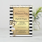 Gold Heels, glas, ballons, Stripes Retirement Part Kaart (Staand voorkant)