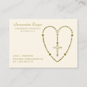 Gold Heilig Rosary Crucifix Religieuze Visitekaart Visitekaartje
