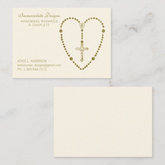 Gold Heilig Rosary Crucifix Religieuze Visitekaart Visitekaartje (Voorkant / Achterkant)