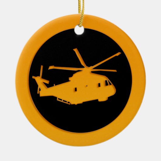 Gold Helikopter Keramisch Ornament (Voorkant)