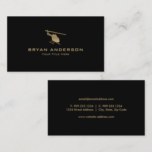 Gold Helikopter Visitekaartje (Voorkant / Achterkant)