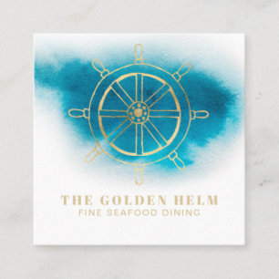 *~* Gold Helm Fine Dining Zee White Blauwgroen Blu Vierkante Visitekaartje