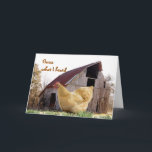 Gold Hen and Old Barn - customize any place Kaart<br><div class="desc">Change the words on this card front and inside to make it for any main you need. Children as well as adults will enjoy this card. Go to my CHICKENS & BANTAM SECTION to see more cards and gifts featuring chickens and bantams.</div>