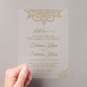 Gold Henna Mehndi Islamic Muslim Wedding Acryl Uitnodigingen (Insitu (Draagbaar))