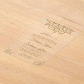 Gold Henna Mehndi Islamic Muslim Wedding Acryl Uitnodigingen (Laagn)