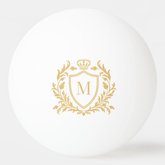 Gold Heraldic Crest Crown Monogram Pingpongbal (Achterkant)