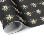 Gold Heraldic  Honey Bee Black  Cadeaupapier (Rol Hoek)