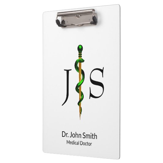 Gold Herbal Green Rod van Asclepius Medical Klembord (Links)