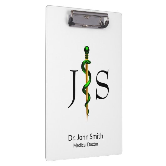 Gold Herbal Green Rod van Asclepius Medical Klembord (Rechts)