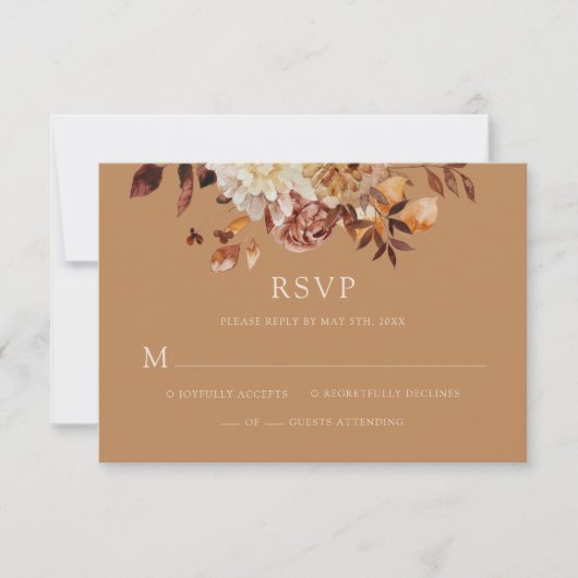 Gold Herfst Copper Floral Wedding RSVP Kaart (Voorkant)