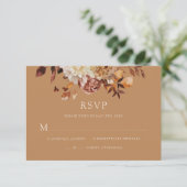 Gold Herfst Copper Floral Wedding RSVP Kaart (Staand voorkant)
