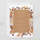 Gold Herfst Floral Wedding Kaart (Voorkant)