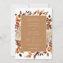 Gold Herfst Floral Wedding Kaart