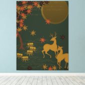 Gold Herfst Moon Rustic Forest Natuur Deer Canvas Afdruk (Insitu (Houten vloer))