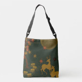 Gold Herfst Moon Rustic Forest Natuur Deer Crossbody Tas (Achterkant)