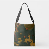 Gold Herfst Moon Rustic Forest Natuur Deer Crossbody Tas (Voorkant)