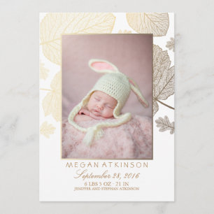 Gold Herfst Newborn Baby Foto geboorteaankondiging Aankondiging