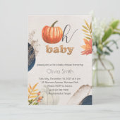 Gold Herfst Pumpkin Oh Baby Baby shower Kaart (Staand voorkant)