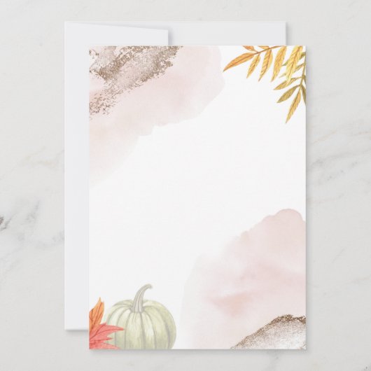 Gold Herfst Pumpkin - Uitnodiging eerste verjaarda (Achterkant)