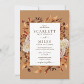 Gold Herfst Terracotta Waterverf Floral Wedding Kaart (Voorkant)