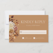 Gold Herfst Terracotta Waterverf Floral Wedding RSVP Kaartje (Voorkant)