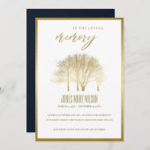 GOLD HERFST TREE SYMPATHY MEMORIAL SERVICE INVITE BEDANKKAART (Voorkant / Achterkant)