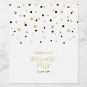 Gold Hexagon Confetti Retirement Party Favor Wijn Etiket (Enkel label)