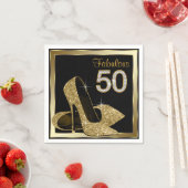 Gold High Heel 50e verjaardagsfeestje Servetten (Insitu)