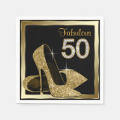 Gold High Heel 50e verjaardagsfeestje Servetten (Voorkant)