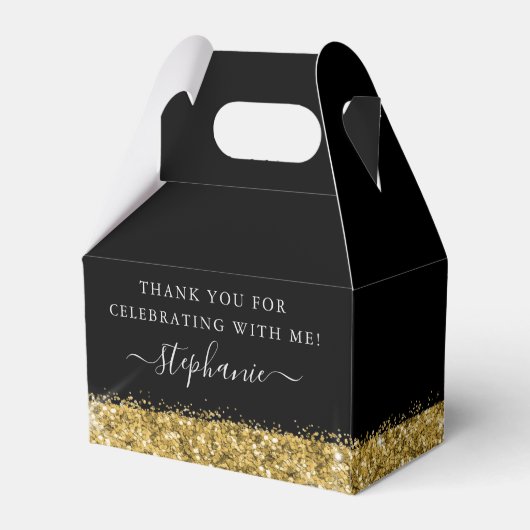 Gold High Heels Confetti Stripe Elegant Black Bedankdoosjes (Achterkant)