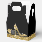 Gold High Heels Confetti Stripe Elegant Black Bedankdoosjes (Geopend)