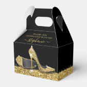 Gold High Heels Elegant Black Glitter Hartelijk da Bedankdoosjes (Voorkant Zijde)