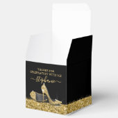 Gold High Heels Glitter Glam Birthday Party Bedankdoosjes (Geopend)