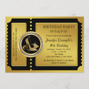 Gold High Hiel Shoe Birthday Party Kaart
