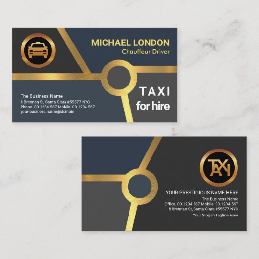 Gold Highway Route Map Taxi Driver Ride Share Visitekaartje (Voorkant / Achterkant)