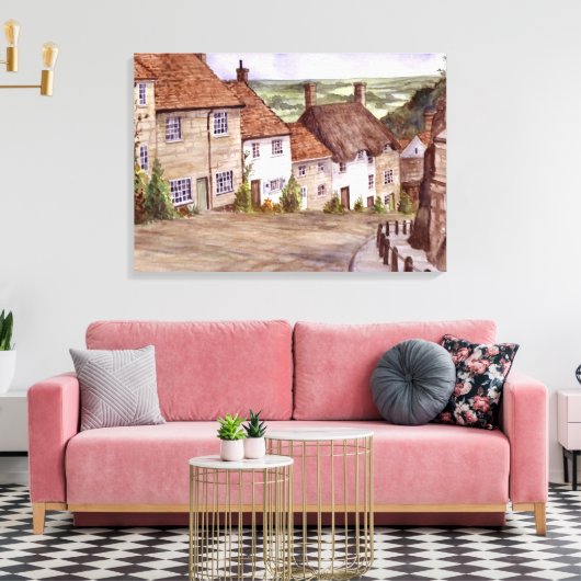 Gold Hill Shaftesbury Canvas Print (Insitu (Woonkamer))