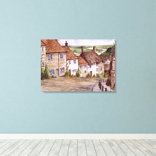 Gold Hill Shaftesbury Canvas Print (Insitu (Houten vloer))