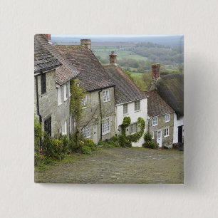 Gold Hill, Shaftesbury, Dorset, England, Verenigd  Vierkante Button 5,1 Cm