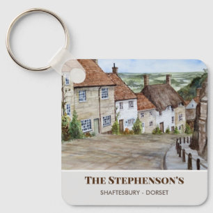Gold Hill Shaftesbury Dorset England Waterverf Sleutelhanger