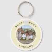 Gold Hill Shaftesbury Dorset England Waterverf Sleutelhanger (Voorkant)