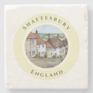 Gold Hill Shaftesbury Dorset England Waterverf Stenen Onderzetter